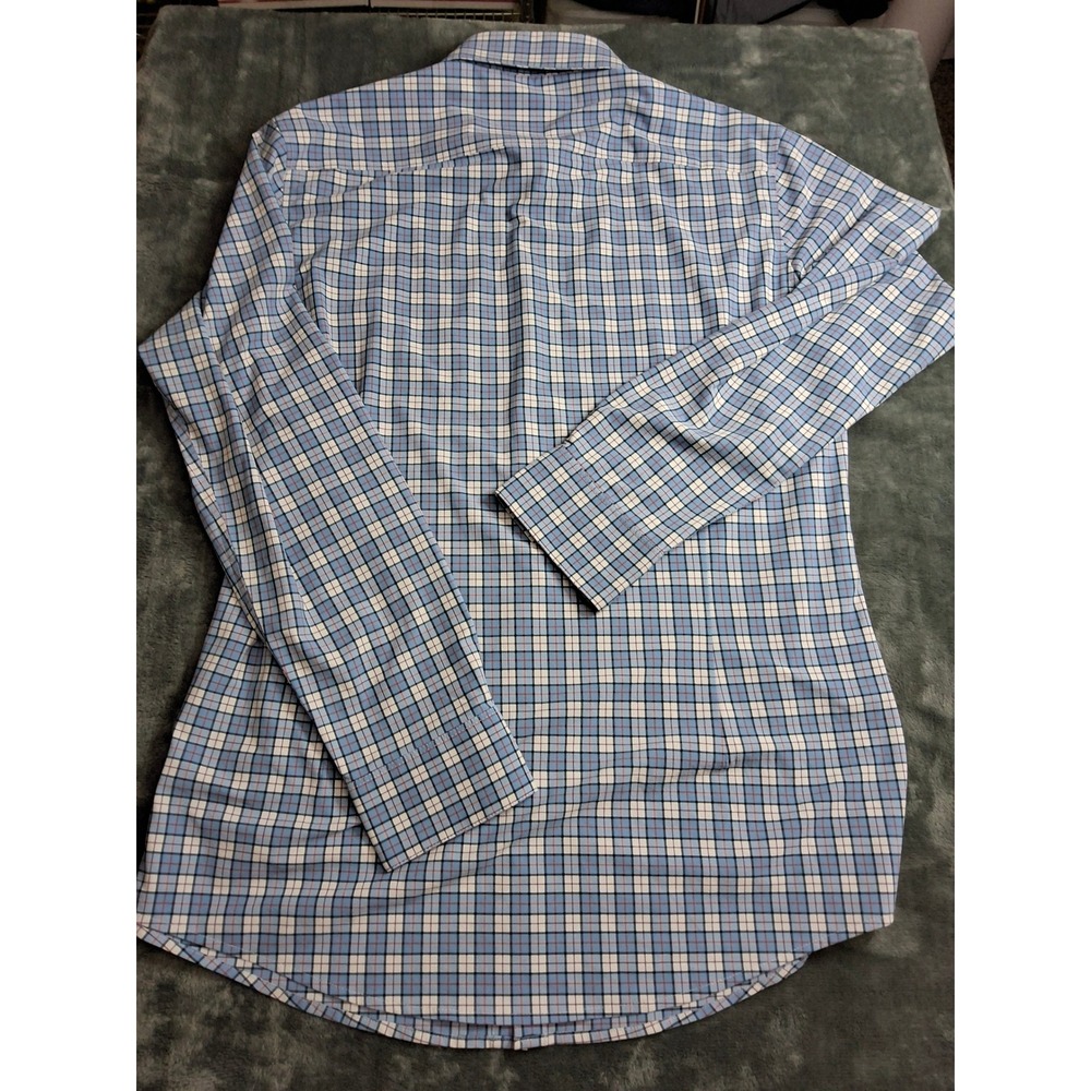 Mizzen+Main Lightweight Leeward Dress Shirt Mens XL Trim Blue Plaid Performance - Picture 11 of 11